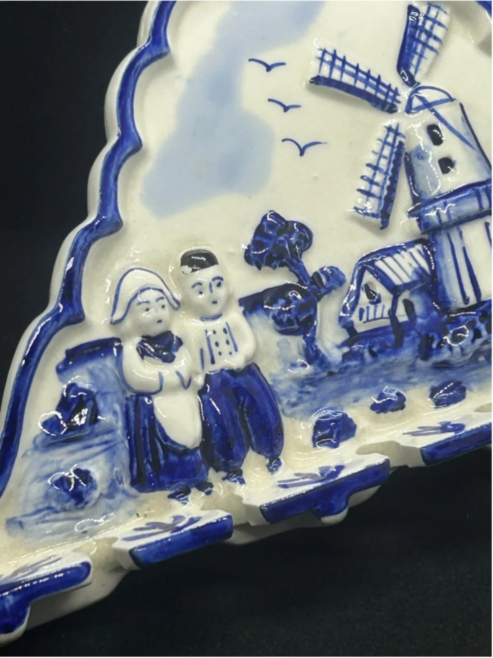Vtg Royal Delft Small Dutch Windmill Wall Hook Rack One Size White Blue